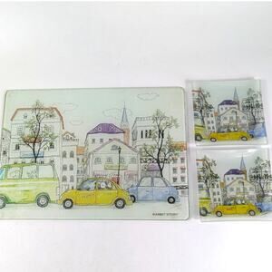 Rabbit Story Glass Tray and Coasters Vanity Cutting Board Unique Functional Art